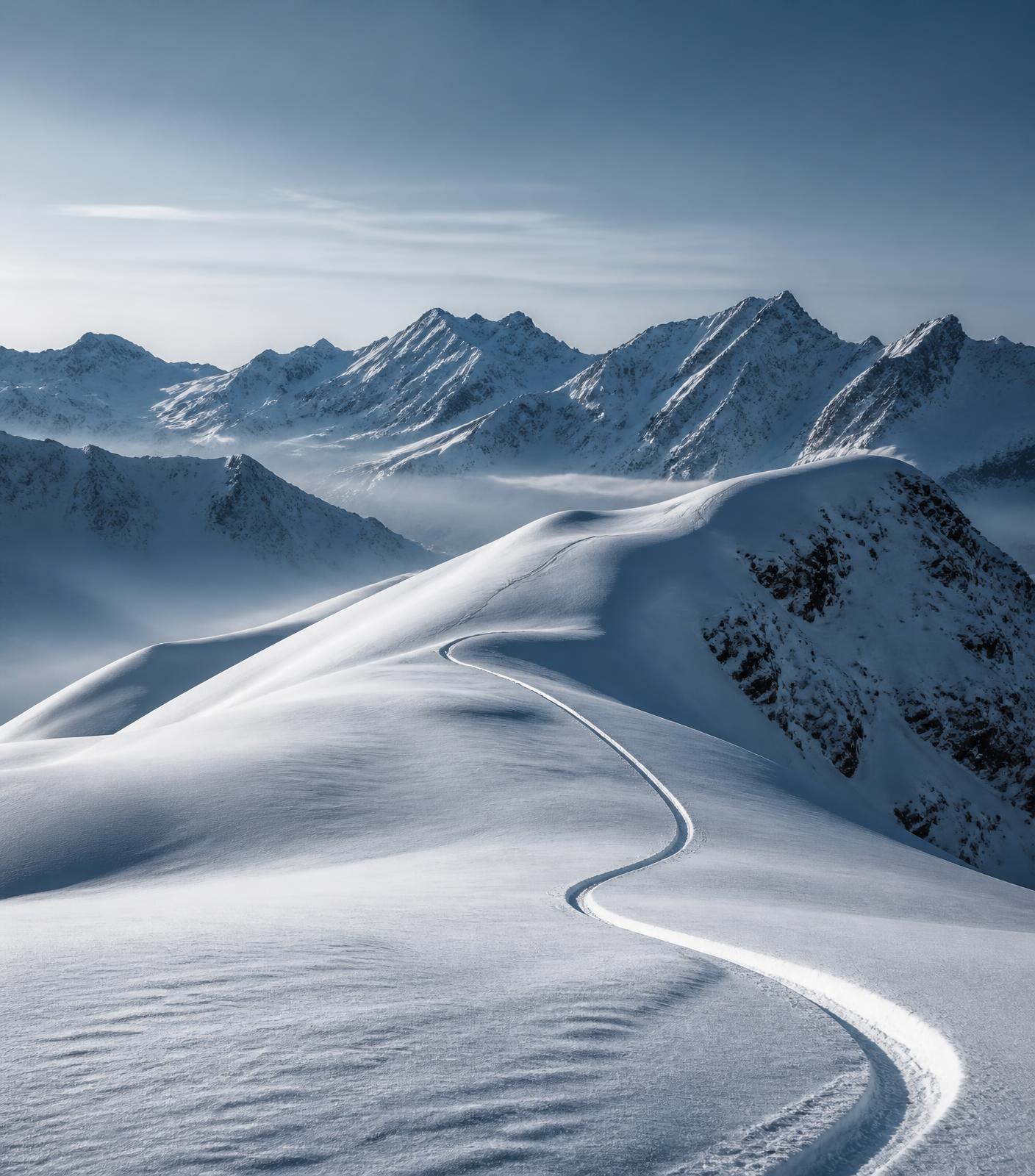 Ruhige Alpenlandschaft im Winter